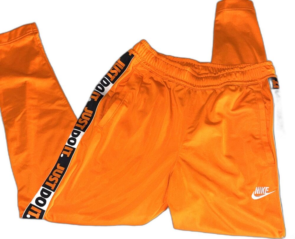 NIKE NSW TRACK JUST DO IT ORANGE JDI PANTS CJ4785-812 TAPER LEG SIZE SMALL